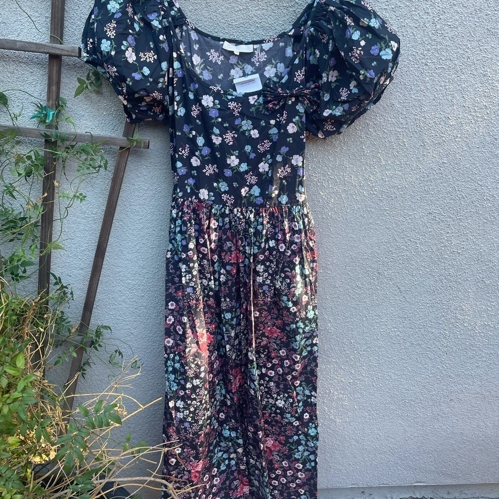 LoveShackFancy Lais Floral Puff Sleeve Dress - Picture 9 of 16